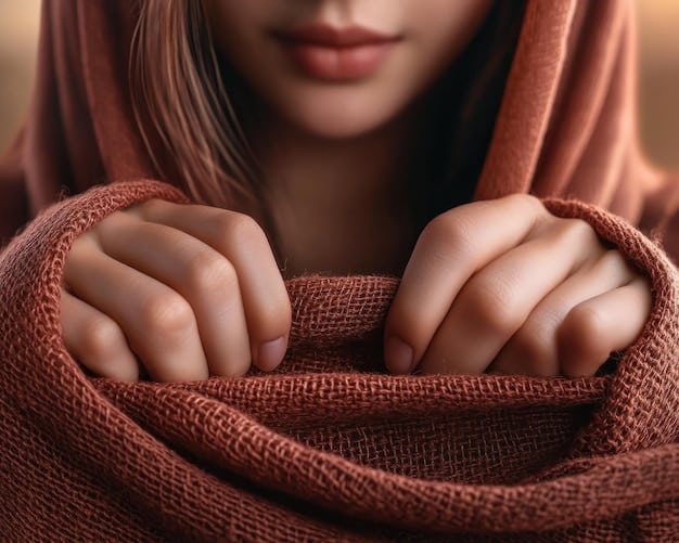 A close-up shot of hands expertly tying a silk scarf around a woman's neck, demonstrating a chic and intricate knot. The focus is on the texture of the scarf and the precision of the knot, showcasing the elegance and sophistication of this fashion accessory.
