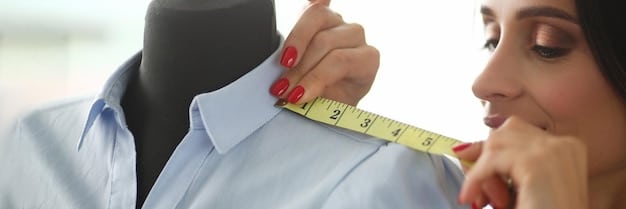 A split image comparing a Shein size chart with customer measurements using a tape measure. On one side, the size chart is visibly inaccurate; on the other, the customer is struggling to fit into a garment.