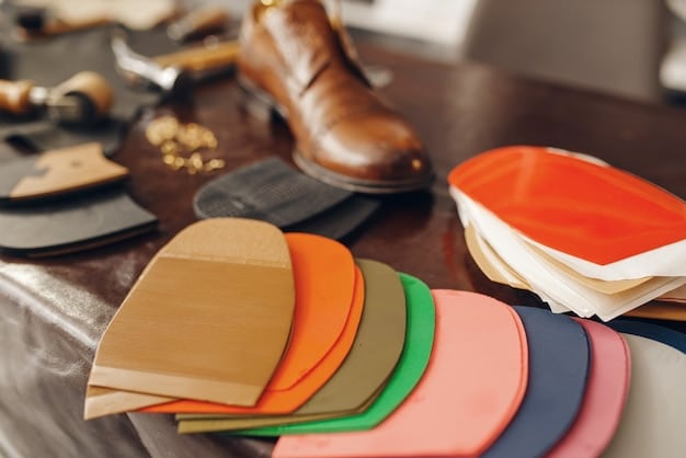 A collage showing different types of shoe materials from Shein, including close-ups of synthetic leather, fabric, and rubber soles. The collage aims to illustrate the variation in materials and textures used in Shein footwear.