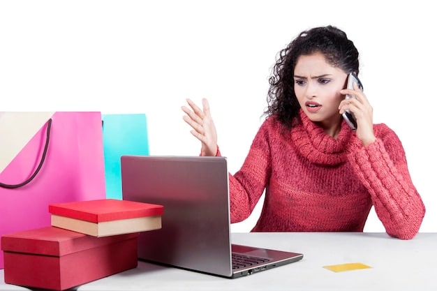 A customer looking frustrated while trying to contact Shein customer service on their laptop.