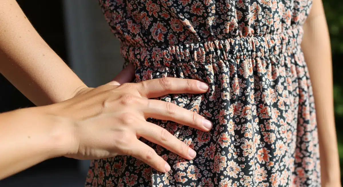 Gros plan sur la texture d'un tissu de robe d'été SHEIN, montrant la qualité