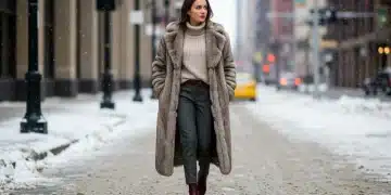 5 looks d'hiver 2025 SHEIN: Maximisez votre style Femme élégante dans un manteau en fausse fourrure et un pull à col roulé, style hivernal chic SHEIN 2025.