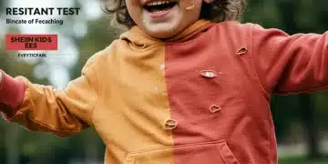 Enfant jouant activement, vêtu d'articles SHEIN Kids testés pour leur résistance et durabilité.