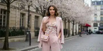 Looks printaniers 2025: Adoptez les tendances SHEIN avant tout le monde Jeune femme arborant un look printanier 2025 SHEIN, chic et tendance, dans une rue parisienne ensoleillée.