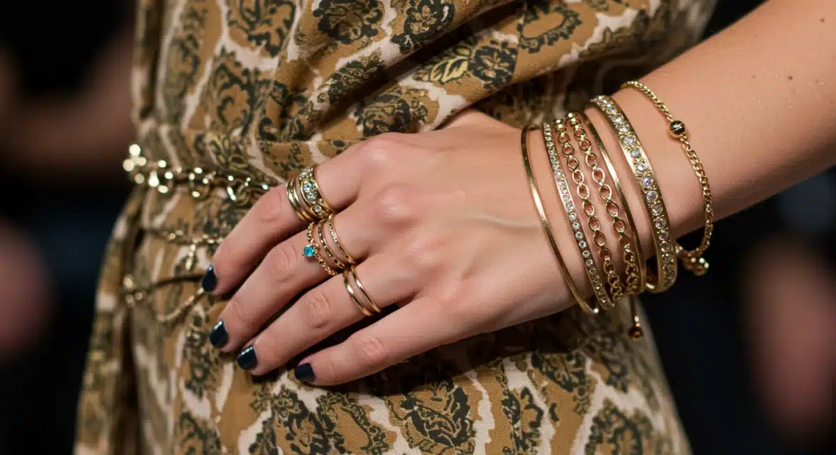 Superposition de bijoux fantaisie SHEIN : bagues et bracelets tendance