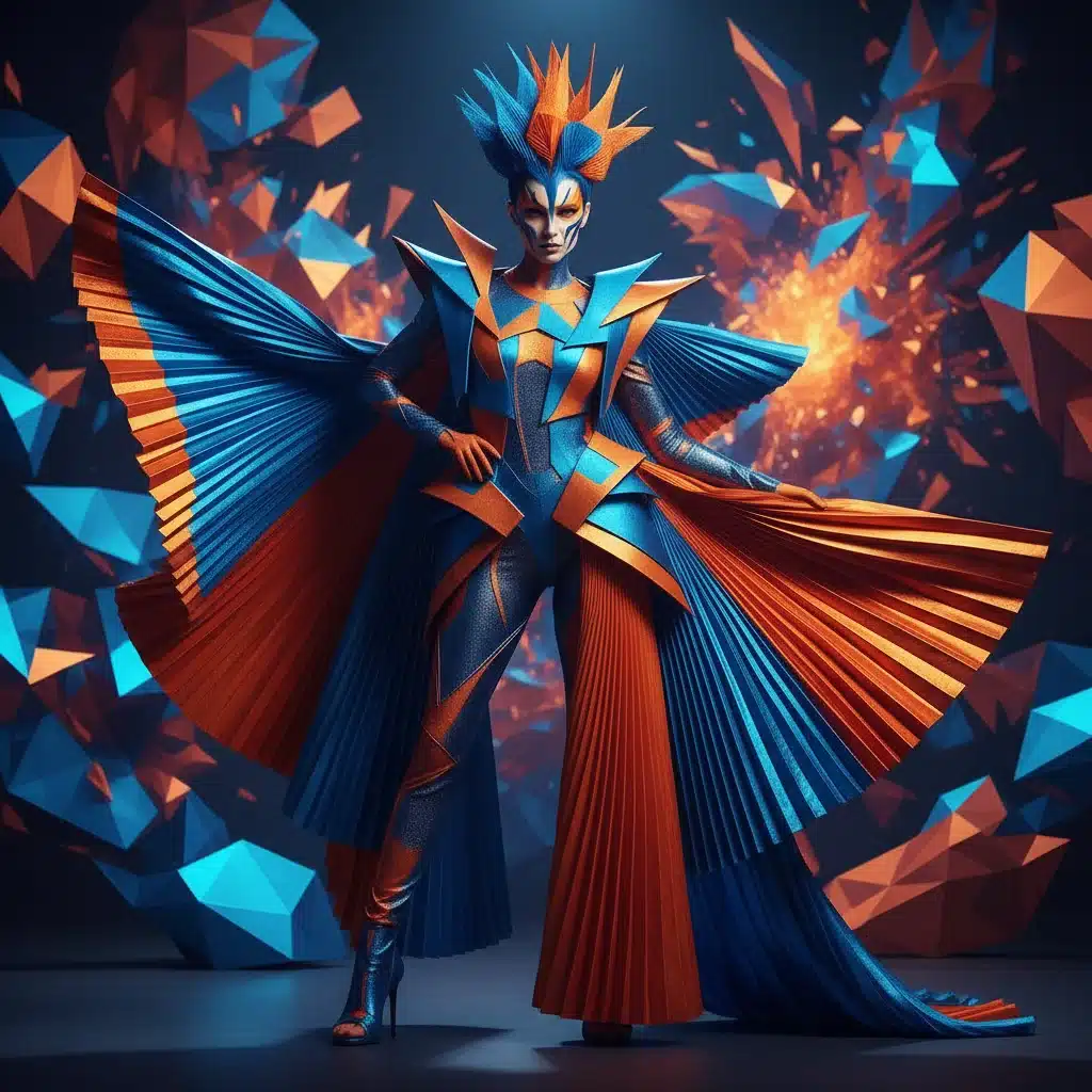 Modèle portant une tenue audacieuse bleu électrique et orange vif