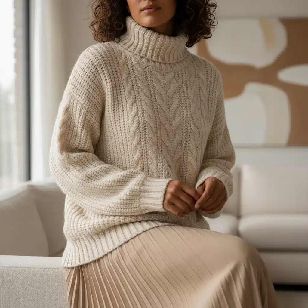 Pull col roulé en maille épaisse Shein, pièce essentielle du dressing hivernal.