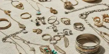 Assortiment varié de bijoux SHEIN, incluant des colliers, boucles d'oreilles, bracelets et bagues, présentant différentes tendances de la mode 2026.