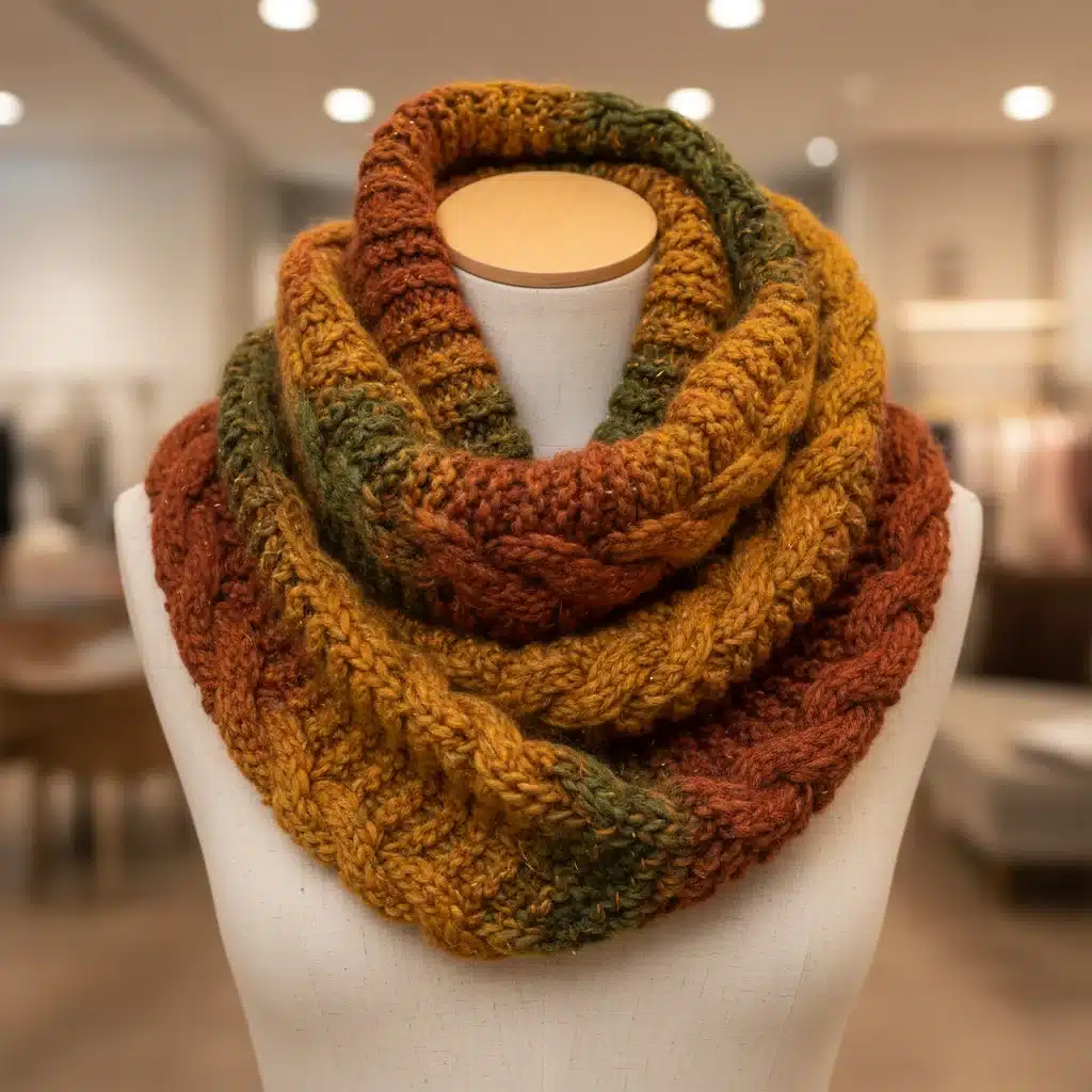 Gros plan d'une écharpe oversize en maille douce, couleur rouille, parfaite pour l'automne 2026