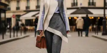 Femme élégante à Paris, intégrant les tendances Fashion Week 2026 dans son style quotidien.