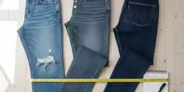 Quatre paires de jeans tendance, trois de SHEIN et une de marque établie, disposées pour un test comparatif de durabilité sur trois mois.