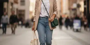 5 Looks Tendance à Moins de 100€ en 2026 : Guide Ultime Jeune femme stylée et souriante, vêtue d'un look tendance et abordable en ville